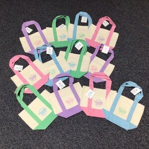 TRADER JOE'S  Mini Pastel Canvas Tote Bag  (12 BAGS - 4 SETS) Colors Limited NWT
